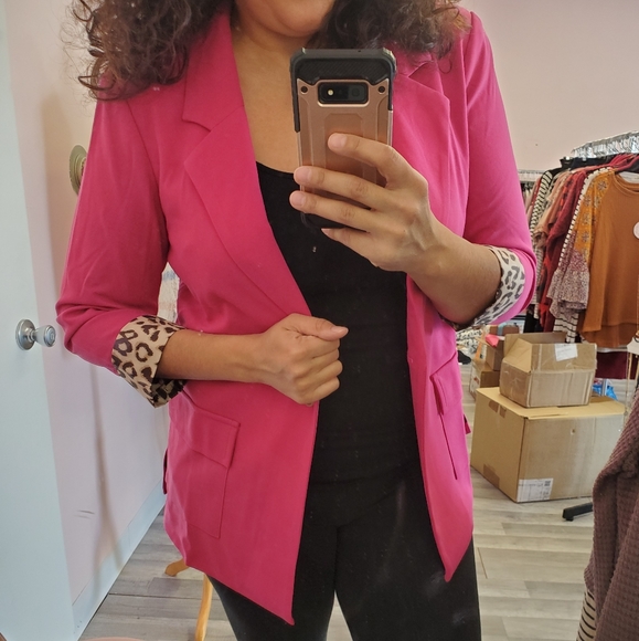 Sweetbb Jackets & Blazers - Last 1! Hot Pink Leopard Blazer Small